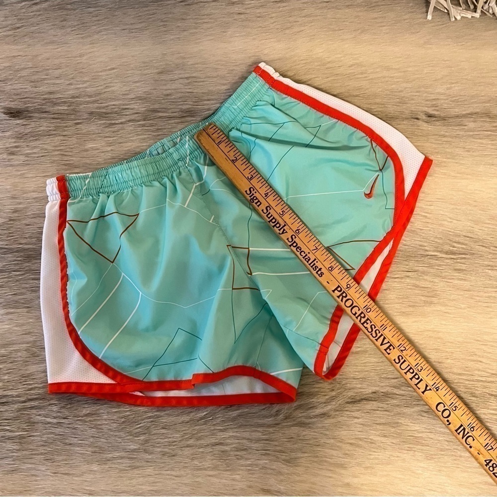 NIKE Dry Fit Aqua Orange Graphic Swoosh Lightweight Athletic M Shorts Workout - Picture 8 of 9